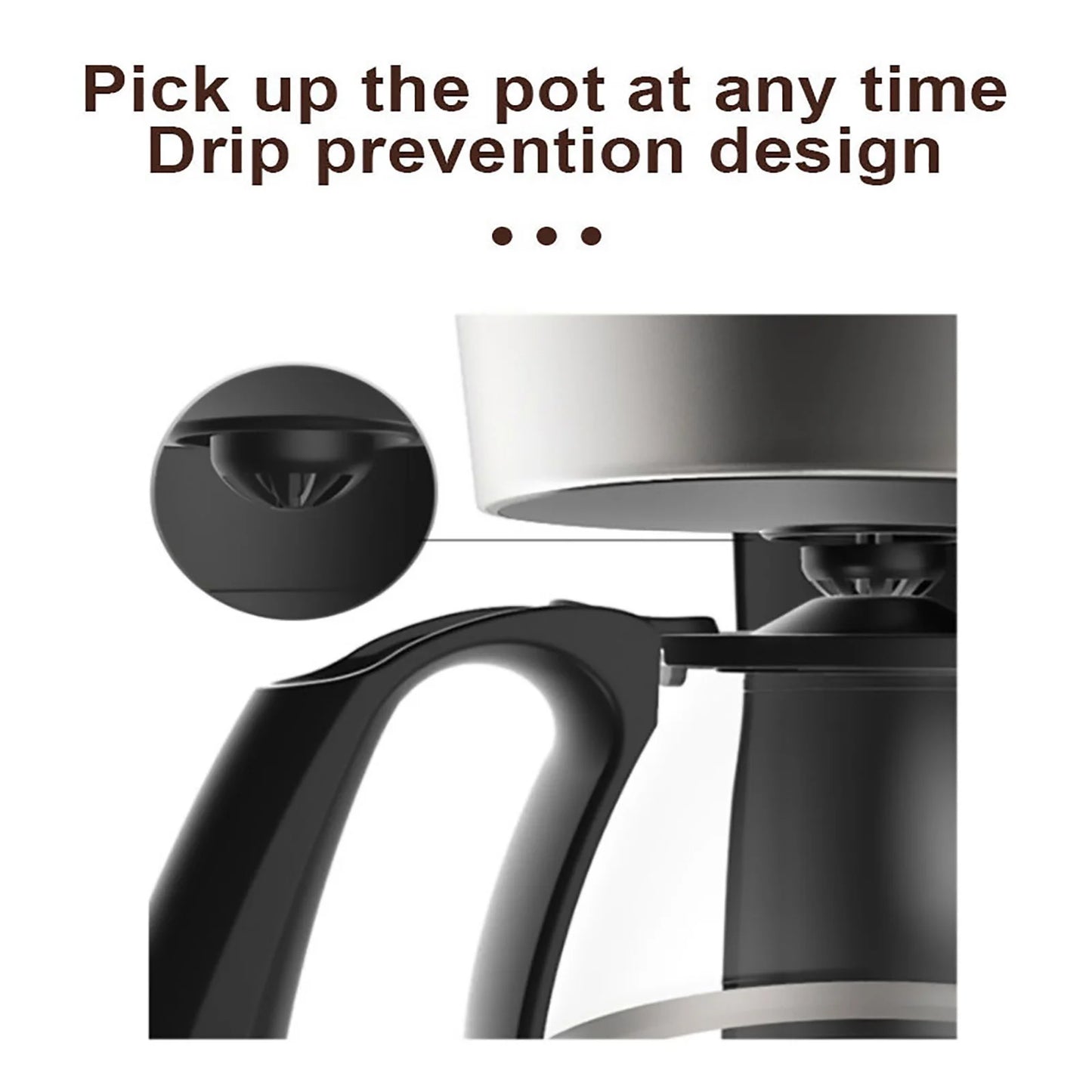 Small Coffee Maker, Compact Coffee Machine with Reusable Filter, Warming Plate and Coffee Pot for Home and Office