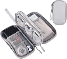 Travel Essentials for Men Women, Electronics Organizer Pouch Bag for Tech Accessories/Charger & Cords/Cables/Magic Mouse (Small, Light Gray)