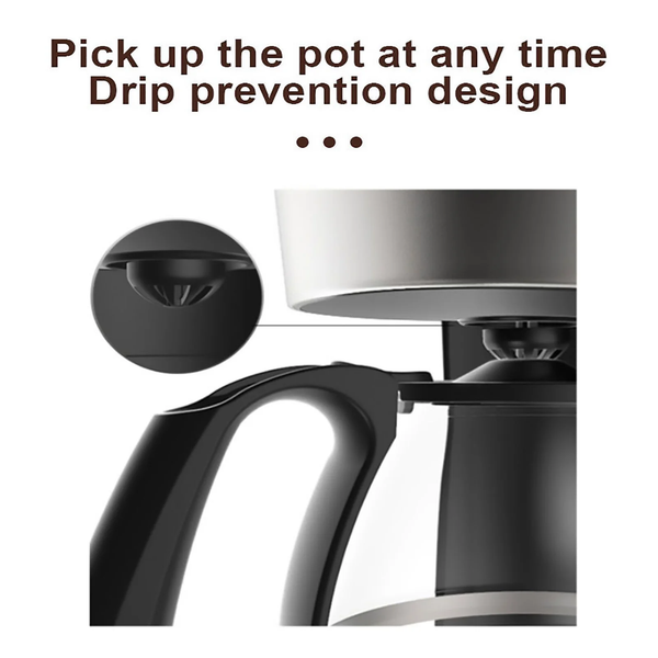 Small Coffee Maker, Compact Coffee Machine with Reusable Filter, Warming Plate and Coffee Pot for Home and Office