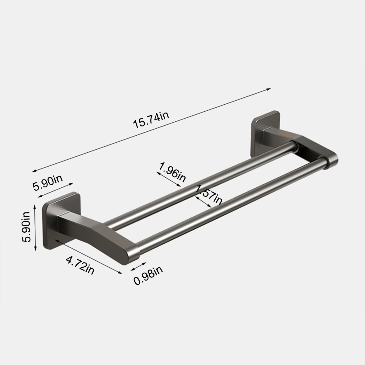 Toallero De Baño Doble, Toallero De Acero Inoxidable 304 De 16 Pulgadas De Espesor De 0,8Mm Para Baño, Soporte De Pared Con Acabado Cepillado Para Toallas