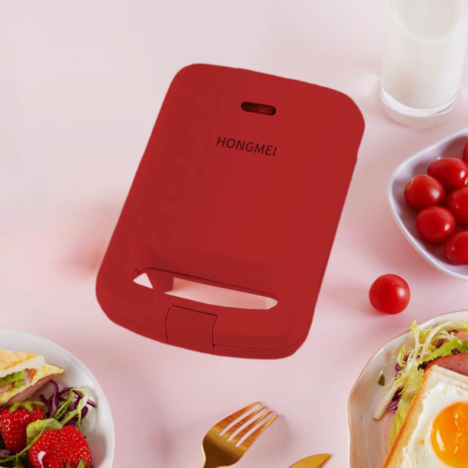 Home Essentials Bread Maker - Toaster - Double Sided Heating Mini Breakfast Machine - Home Multifunctional Breakfast Machine - Sandwich Maker Gifts for Women and Men( Red)