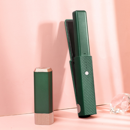 "Achieve perfectly straight, glossy hair in no time with the Glide & Go Hair Straightener. This stylish tool features smooth ceramic plates that glide effortlessly through your hair, reducing frizz and leaving your locks shiny and silky. Its quick heat-up