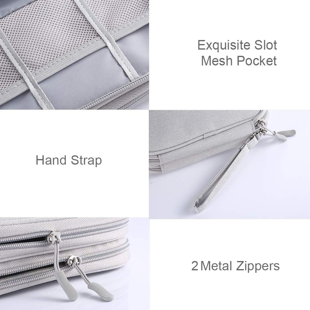 Travel Essentials for Men Women, Electronics Organizer Pouch Bag for Tech Accessories/Charger & Cords/Cables/Magic Mouse (Small, Light Gray)