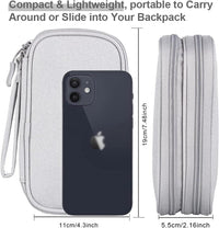 Travel Essentials for Men Women, Electronics Organizer Pouch Bag for Tech Accessories/Charger & Cords/Cables/Magic Mouse (Small, Light Gray)