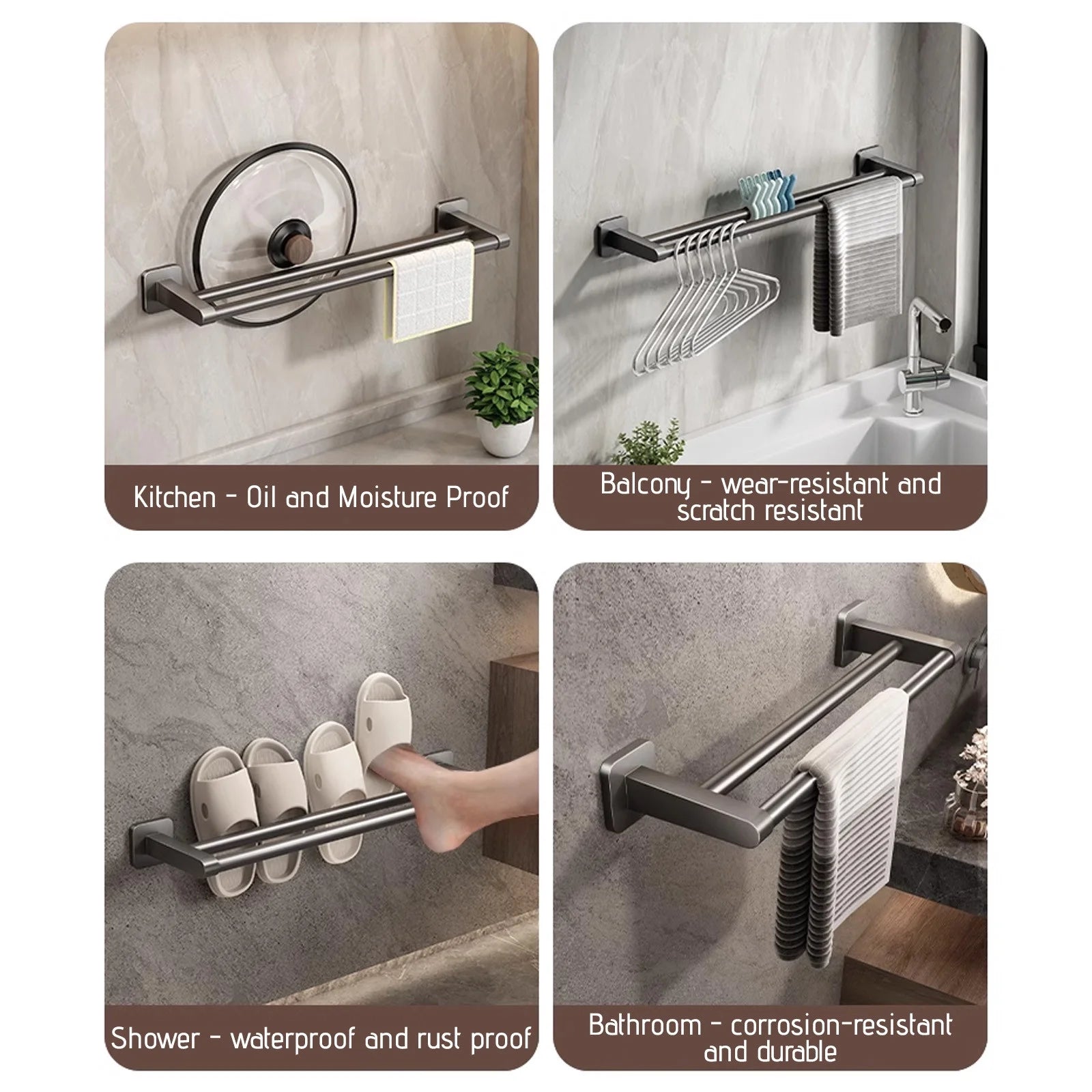 Toallero De Baño Doble, Toallero De Acero Inoxidable 304 De 16 Pulgadas De Espesor De 0,8Mm Para Baño, Soporte De Pared Con Acabado Cepillado Para Toallas