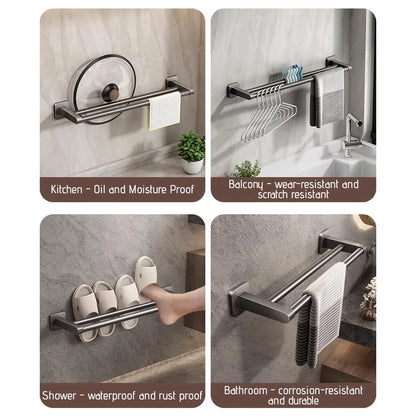 Toallero De Baño Doble, Toallero De Acero Inoxidable 304 De 16 Pulgadas De Espesor De 0,8Mm Para Baño, Soporte De Pared Con Acabado Cepillado Para Toallas