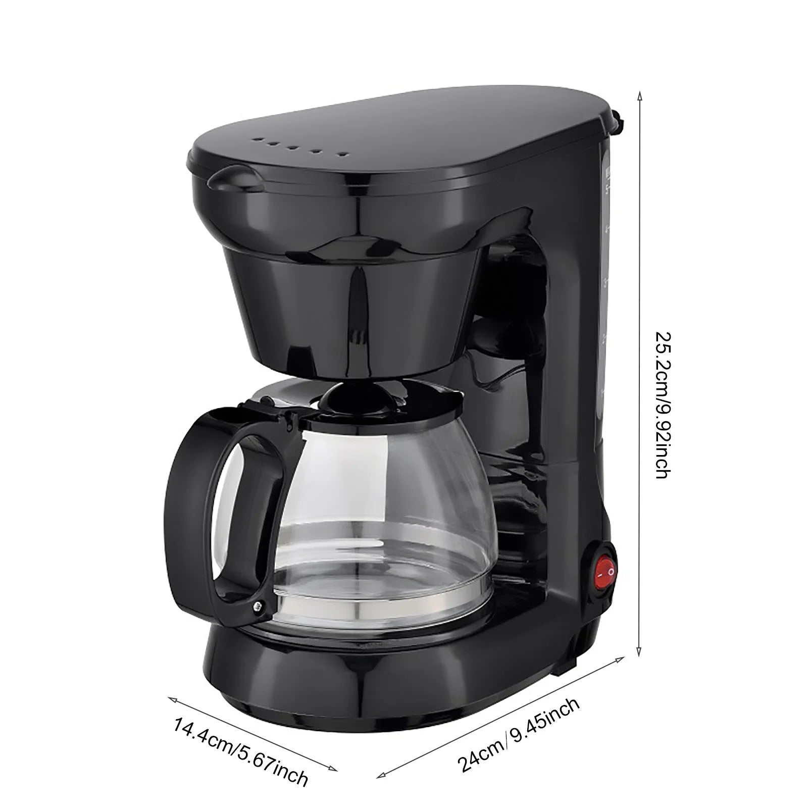 Small Coffee Maker, Compact Coffee Machine with Reusable Filter, Warming Plate and Coffee Pot for Home and Office