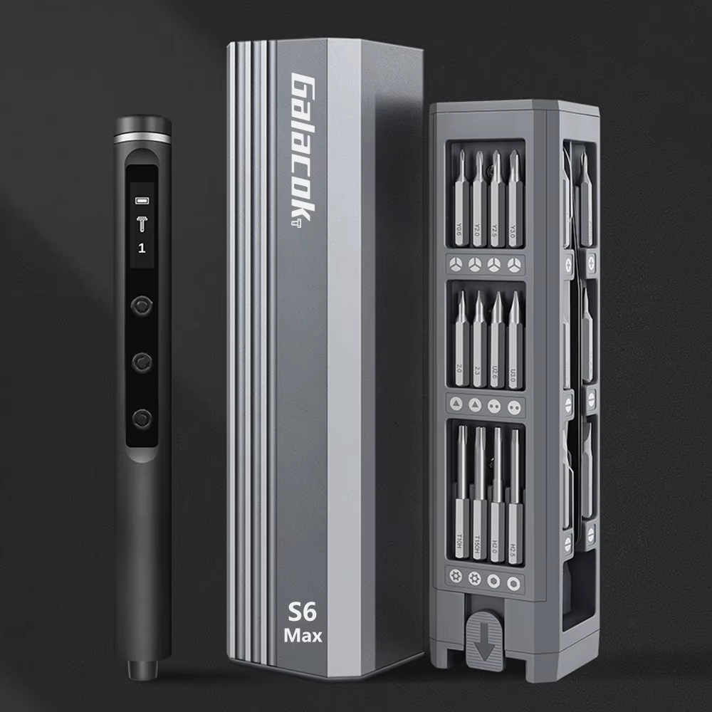 S6 Max Precision Electric Screwdriver Set with 42 Magnetic Bits 5 Torque Settings Mini Power Tools for Iphone Camera PC