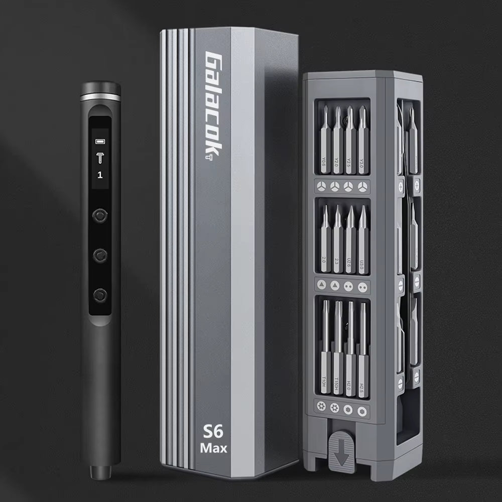 S6 Max Precision Electric Screwdriver Set with 42 Magnetic Bits 5 Torque Settings Mini Power Tools for Iphone Camera PC