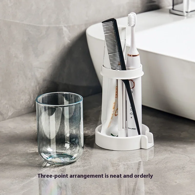 Toothbrush Holder with Dust Cover Drainage Design Plastic Multifunctional Bathroom Organizer for Cups Home Essentials
