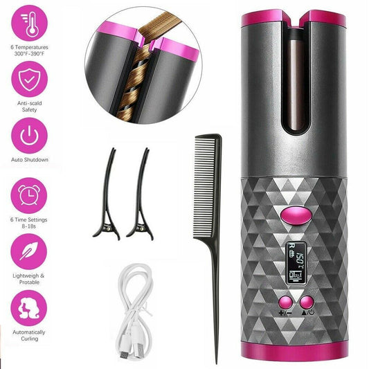 The **Cordless AutoCurler** is the perfect styling tool for effortless, long-lasting curls anytime, anywhere. Designed with **advanced auto-curl technology**, it wraps and curls your hair automatically, giving you **beautiful, salon-quality curls** with m