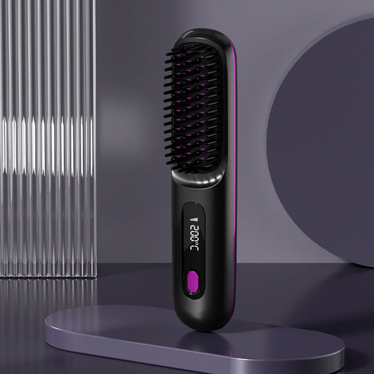 The **2-in-1 Wireless Straightening Brush** offers the ultimate convenience for achieving **sleek, smooth hair** without the hassle of cords. This **wireless design** allows for **freedom of movement** while straightening, making it perfect for **on-the-g