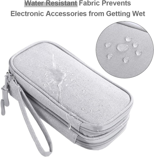 Travel Essentials for Men Women, Electronics Organizer Pouch Bag for Tech Accessories/Charger & Cords/Cables/Magic Mouse (Small, Light Gray)