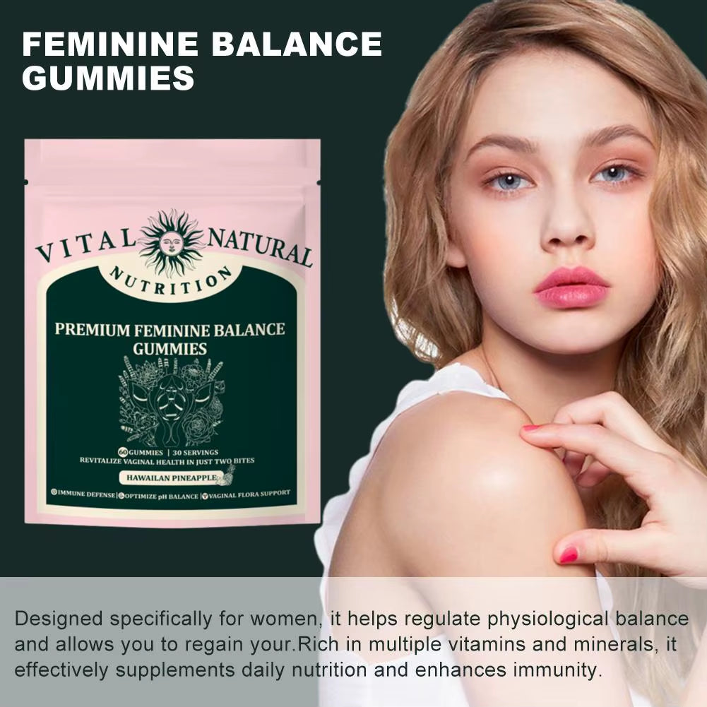 Vital Source Nutrition Premium Feminine Balance Gummies for Women S Health Wellness,Immune Support Vegan 60Capsules/Bag