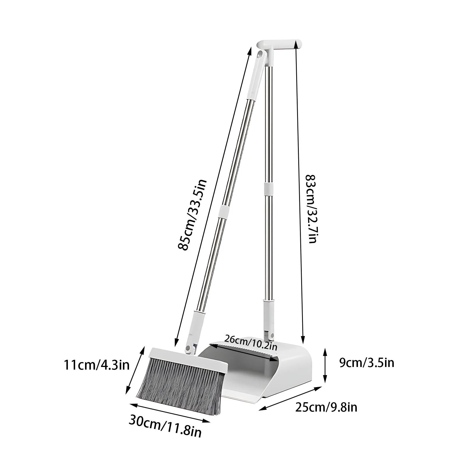 Broom and Dustpan Combo Set for Home Clearance - Heavy Duty Cleaning Tools - 10X13In Plastic Household Dustpan Combination Mop - Home Essentials for New Home