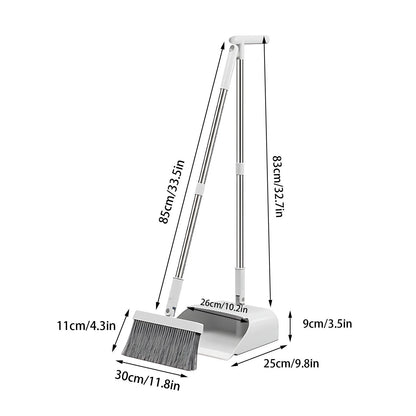 Broom and Dustpan Combo Set for Home Clearance - Heavy Duty Cleaning Tools - 10X13In Plastic Household Dustpan Combination Mop - Home Essentials for New Home