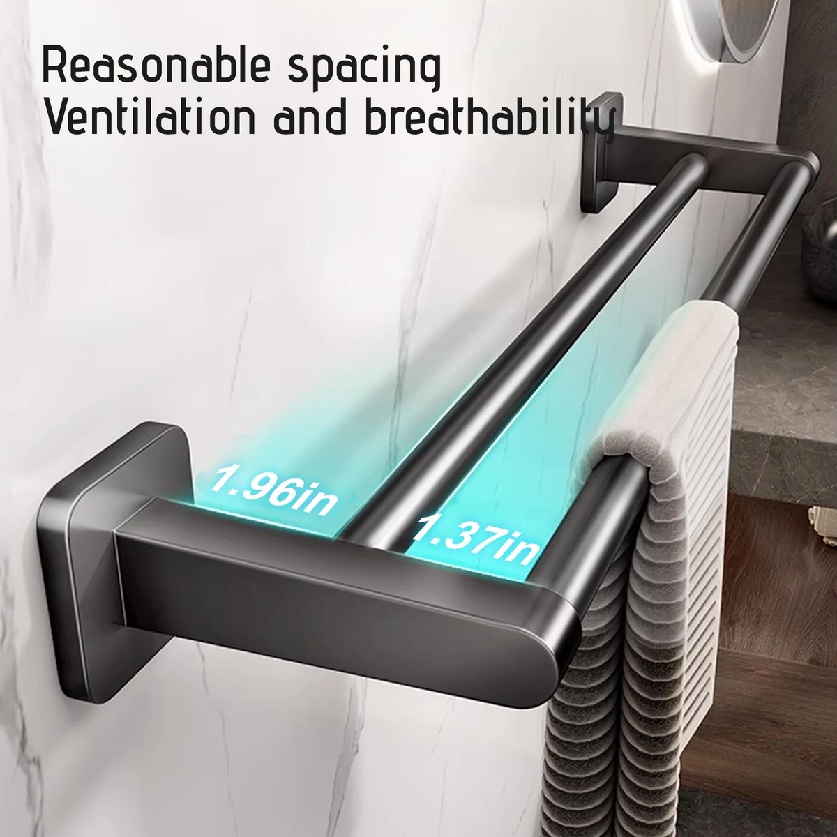 Toallero De Baño Doble, Toallero De Acero Inoxidable 304 De 16 Pulgadas De Espesor De 0,8Mm Para Baño, Soporte De Pared Con Acabado Cepillado Para Toallas