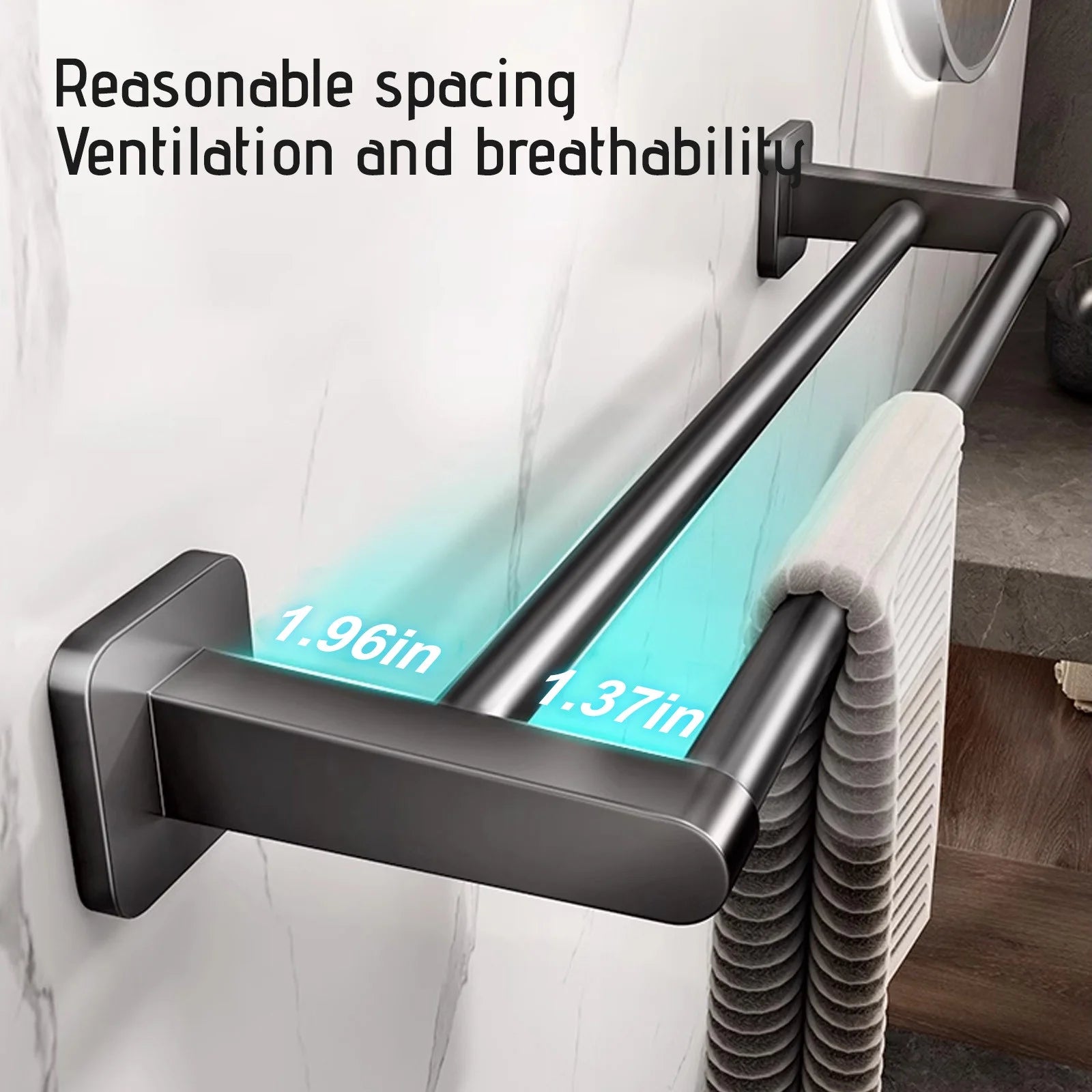 Toallero De Baño Doble, Toallero De Acero Inoxidable 304 De 16 Pulgadas De Espesor De 0,8Mm Para Baño, Soporte De Pared Con Acabado Cepillado Para Toallas