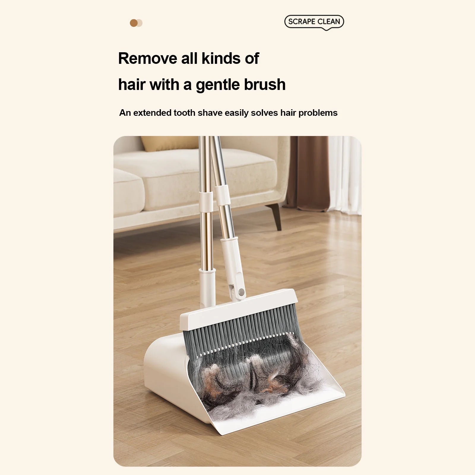 Broom and Dustpan Combo Set for Home Clearance - Heavy Duty Cleaning Tools - 10X13In Plastic Household Dustpan Combination Mop - Home Essentials for New Home